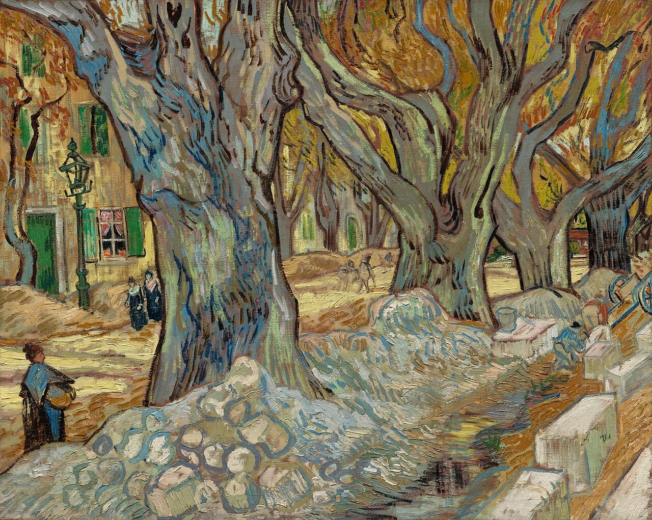 The Large Plane Trees (Road Menders at Saint-Rémy) by Vincent van Gogh, 1889, Cleveland Museum of Art