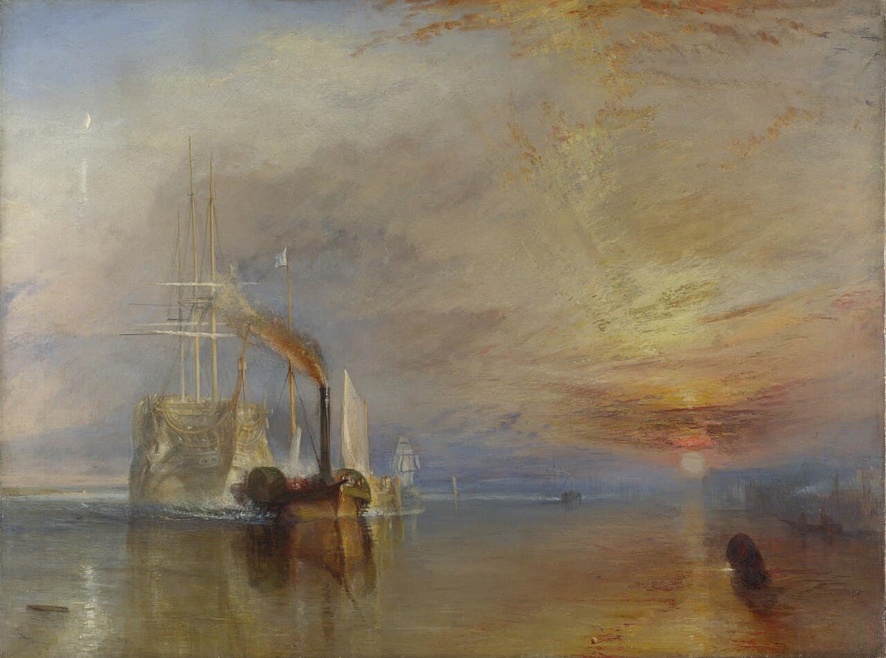 J.M.W. Turner's The Fighting Temeraire, showing a ship being towed at sunset