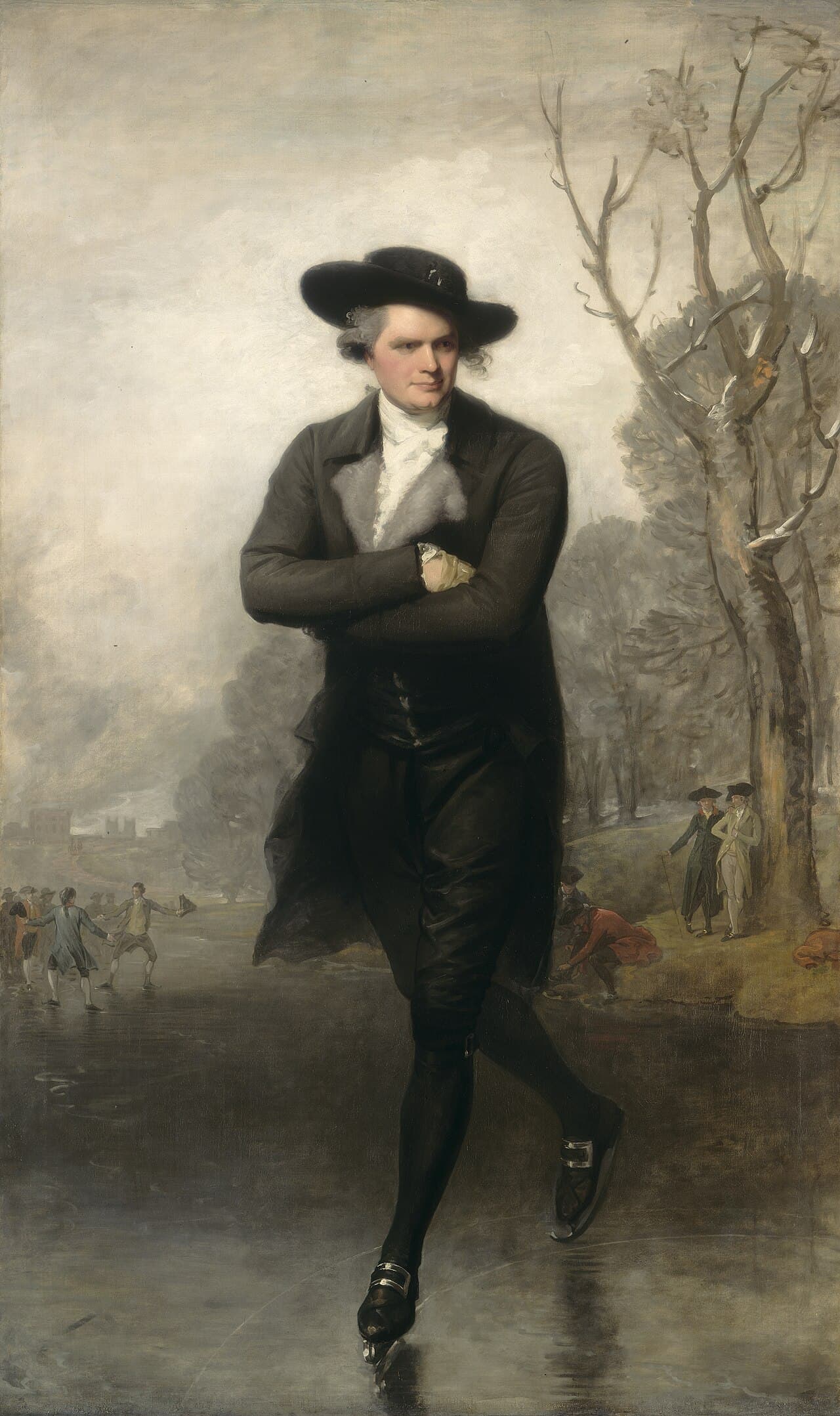 The Skater by Gilbert Stuart, a man ice skating in formal dress