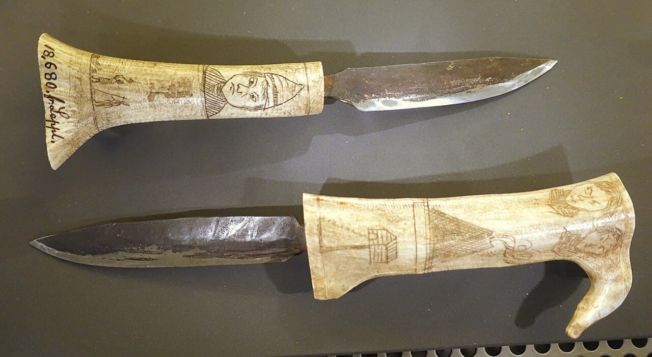 Sámi cultural artifacts on display in the Arctic exhibition at Nordiska museet