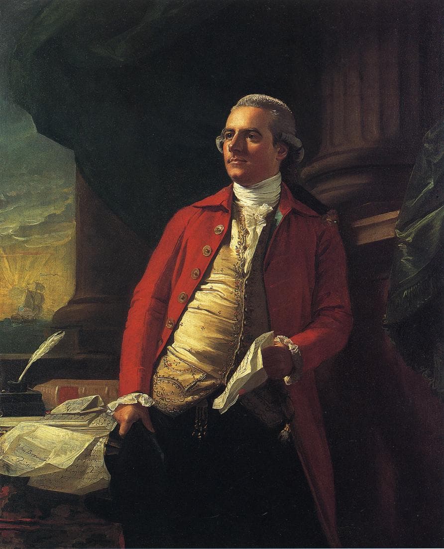 John Singleton Copley's portrait of Elkanah Watson, with a ship visible in the background