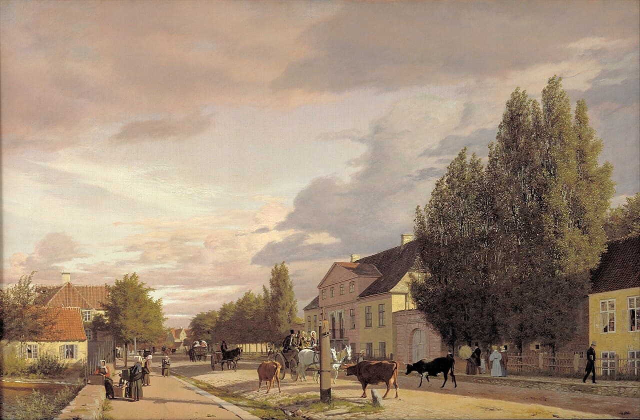 Christen Købke's 1836 view of a street in Østerbro, Copenhagen, in early morning light